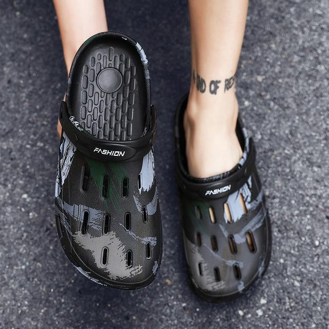 Летние пляжные тапочки, мужские сандалии, уличные полые садовые сабо из ЭВА, мужские садовые сандалии De Hombre