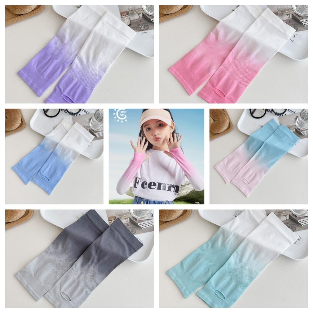 Spandex Gradient Color Sleeve Polyester Sun Protection Arm Cover Ice Silk Arm Sleeves  Kids