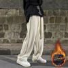 Winter Thick Warm Corduroy Sweatpants Men Fleece Liner Drawstring Straight Loose Track Pants Corduroy Plus Velvet Pants for Men