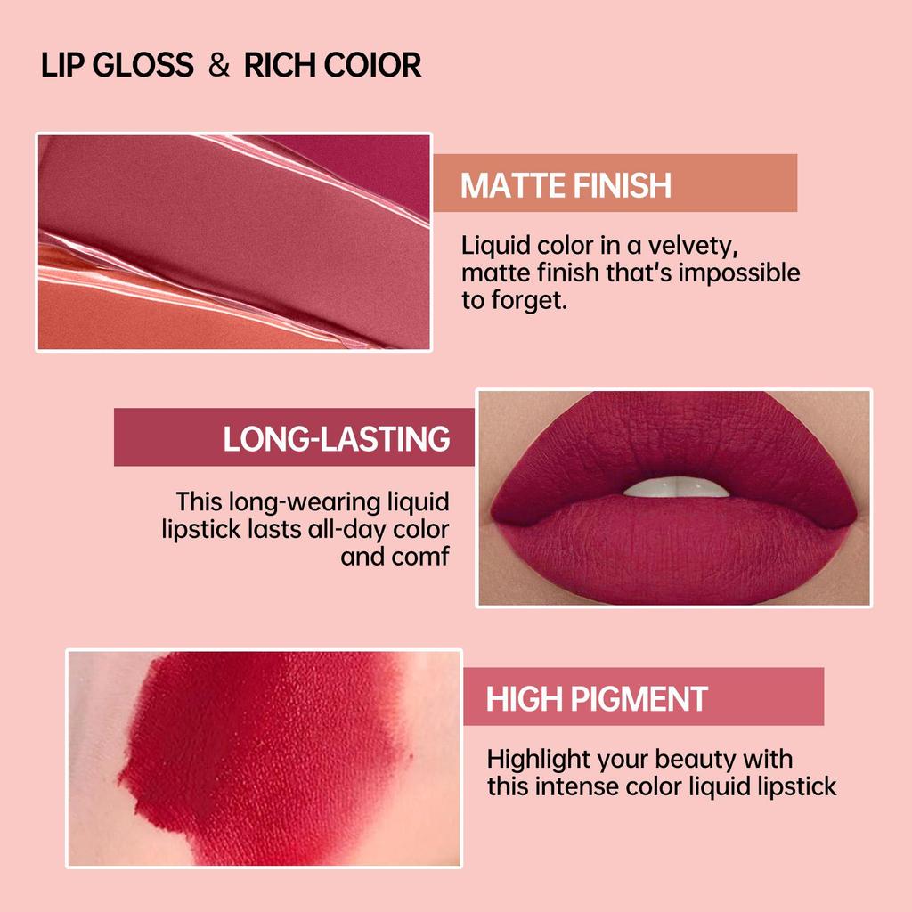 LAMUSELAND Keep Smile Водостойкая матовая жидкая помада, долговечная антипригарная чашка, блеск для губ, пухлое масло для макияжа губ, 1,5 г