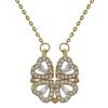 Gold-tone Steel and Rhinestone Clover Heart Necklace
