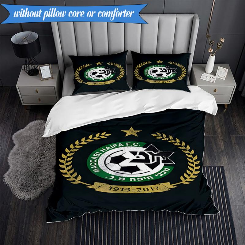 3PCS Maccabi Football Club Printed Soft Bedding Set,Including 1pc Duvet Cover And 2pcs Pillowcases Perfect for Bedroom, Dormitory, Fan gift