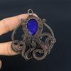Кулон с синим сапфиром, Кулон с драгоценным камнем ручной работы, Кулон, обернутый медной проволокой 999 пробы, Антикварное украшение, Для подарка на помолвку