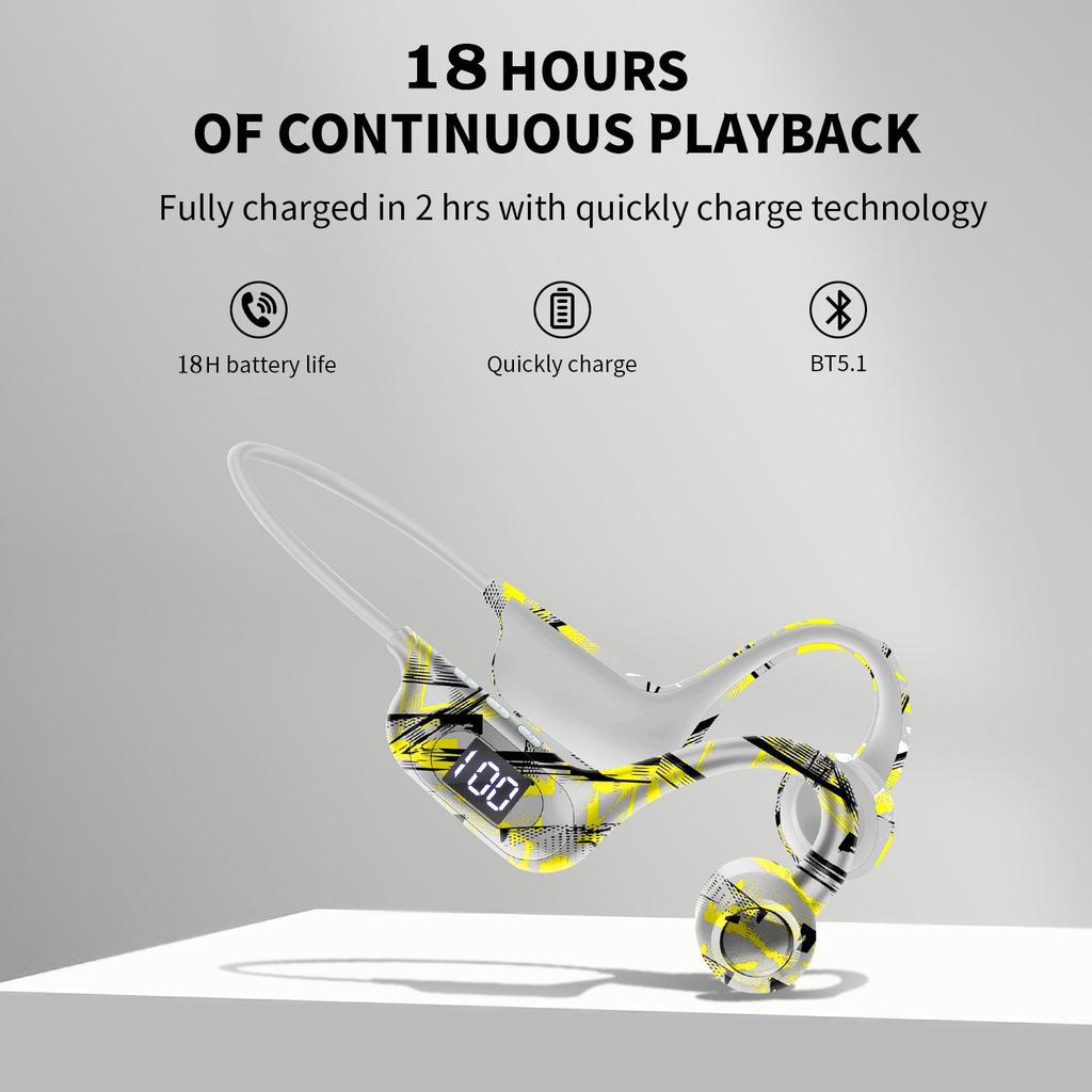 AKZ-G9 Вибрационные Bluetooth-наушники с костной проводимостью, слотом для карты, цифровым дисплеем, дизайном на шею и долгим временем работы от аккумулятора.