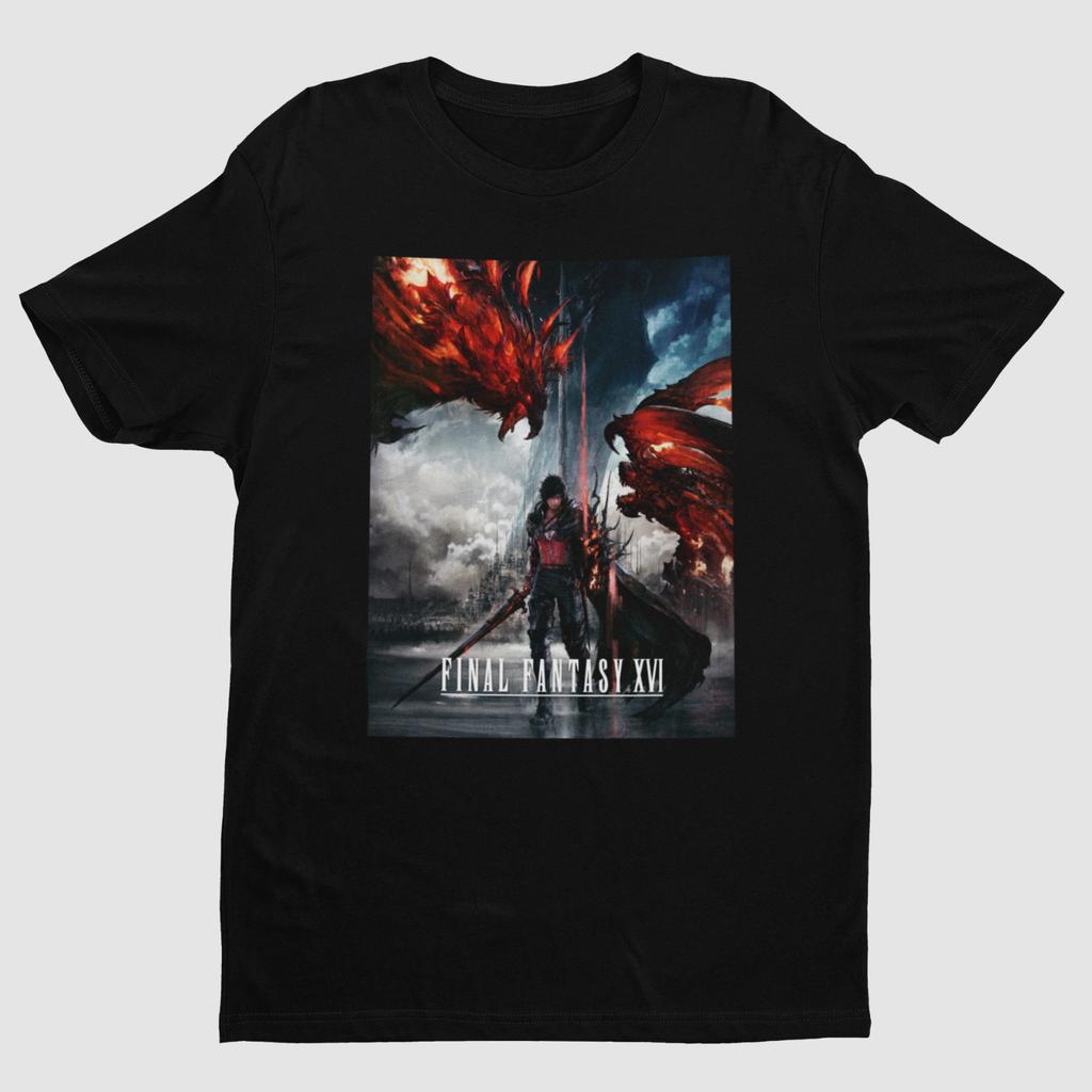 Final Fantasy XVI Ключевой Арт Премиум Унисекс Футболка Подарки для Игроков Фанатов FF JRPG