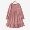 ZANZEA Women Casual Round Neck Solid Color Loose Long Sleeve Dress
