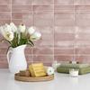 VEELIKE Waterproof Heat-Resistant Tile Sheets, 6 Sheets, 30x30cm Square, Marble Brick Pink Glossy Tile Stickers, 3D Wallpaper Stickers, Mosaic Wall St