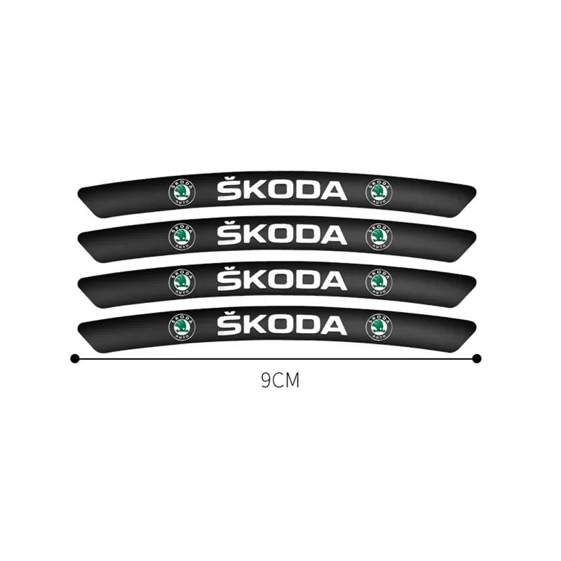 CAPR9 for Skoda 4pcs Car Wheel Hub Badge Decal Scala Kodiak Citigo Kamiq Roomster Rapid Yeti Karoq Kodiaq Octavia Fabia Superb Felicia