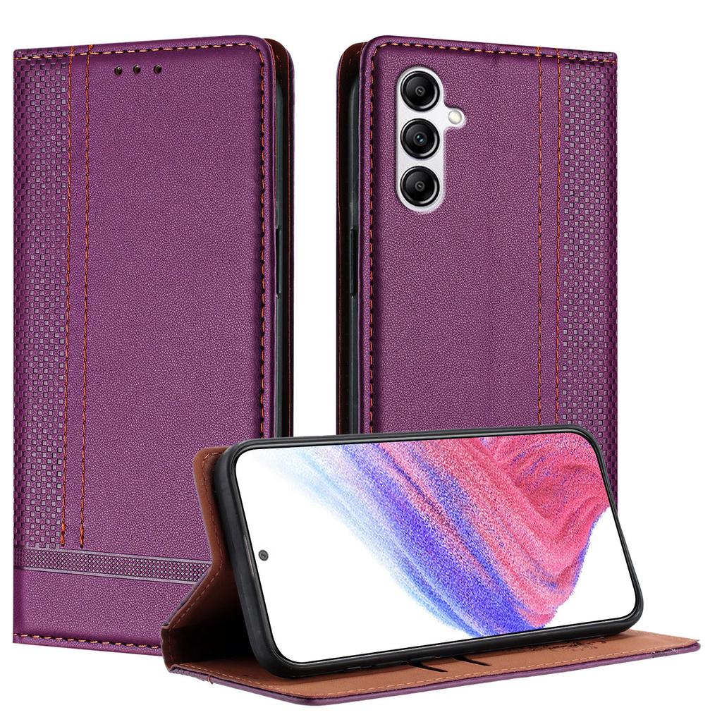 For Samsung Galaxy A14 5G Case L-Shaped Grid Pattern Leather Stand Phone Cover with Card Slots