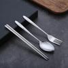 3Pcs Stainless Steel Dinnerware Set Tableware Chopsticks Fork Spoon Eco-Friendly Travel Cutlery Set Utensil Box Chopsticks Set
