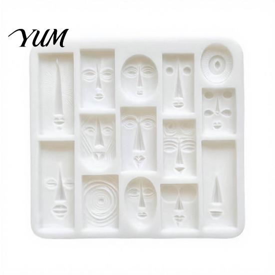 Artistic Face Shape Fondant Cutter Art Styling Baking Mold, Multi-grid Flexible Geometric Texture Tray, Creative DIY Dessert Making Supplies Abstract