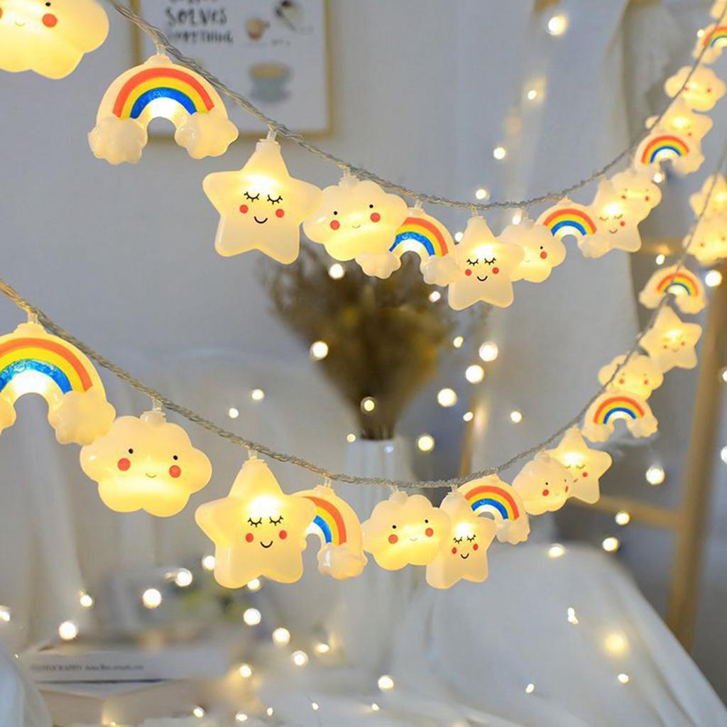 1 PACK Rainbow Star Cloud String Lights LED Decorative Fairy Light Battery Powered Lights Twinkle Lights For Party Bedroom Decor
