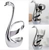 Creative Stainless Steel Fruit Food Fork Spoon Cutlery Swan Base Holder Set Tableware Kitchen Tools