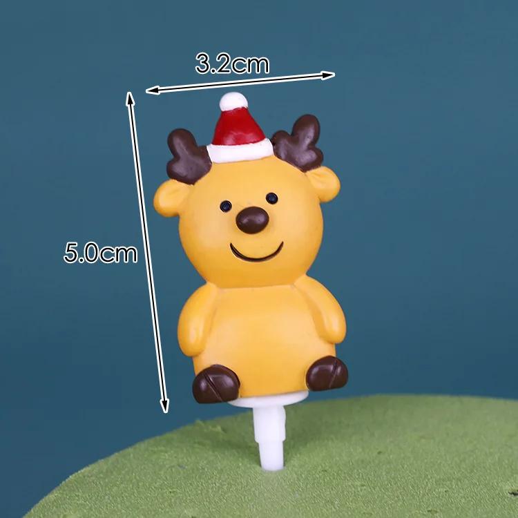 Christmas Cake Toppers Resin Santa Claus Cake Decor Xmas Small House Cupcake Dec Merry Christmas Decor For Home Happy New Year