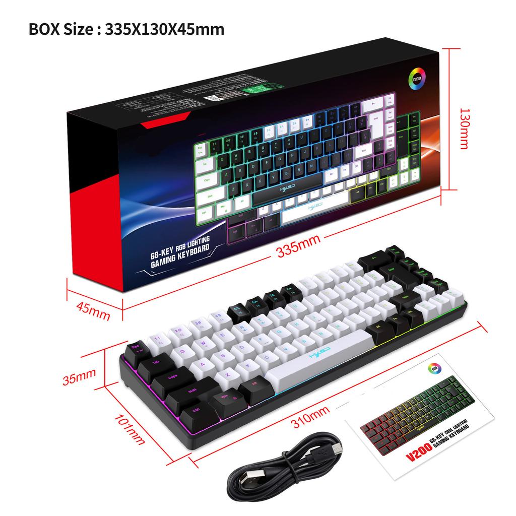 Механическая клавиатура MK61 USB Gaming с красным переключателем и RGB-подсветкой, с возможностью горячей замены, 61 клавиша, проводная, съемный кабель