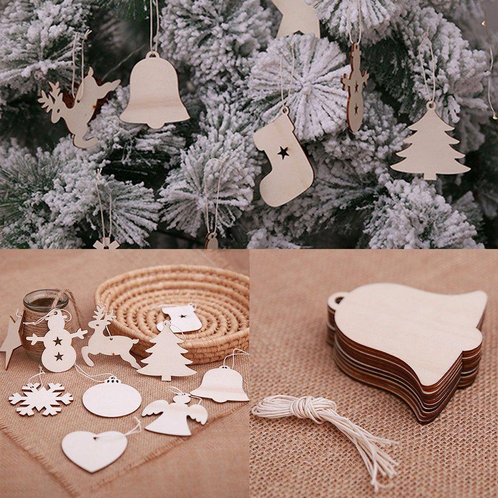 Pendant Decorations DIY Craft Christmas Decor Wood Hanging Tree Ornaments Snowman Snowflake Elk