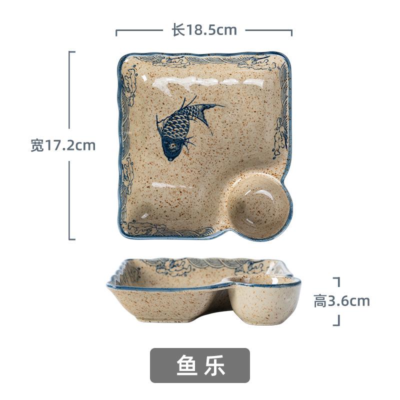 Handmade Japanese Ceramic Dinner Plates with Sauce Dish Sushi Plates Unique Glazed Pottery Plates Artisan Tableware