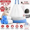Premium Cat Litter Bags for Automatic Litter Boxes, 60 Pack Large Drawstring Liners, Thick Durable Leakproof Pet Waste Bags, Fits Most Self Cleaning