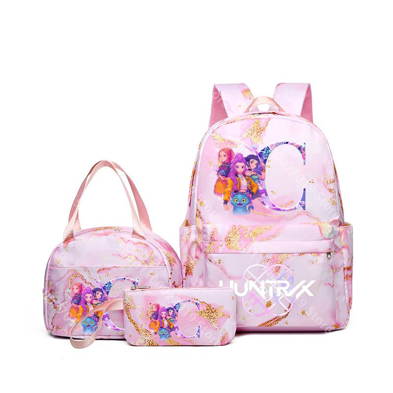 3pcs/set KPop Demon Hunters Girls Schoolbag Lunch Bag PencilCase Student Cartoon Backpack Bento Pouch Pen Bags School Supplies Gift