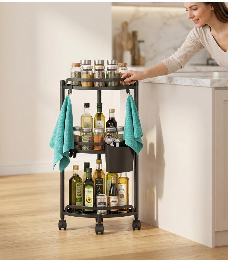Multi-layer Kitchen Corner Shelf Rack: Triangle Countertop & Floor Storage for Seasonings