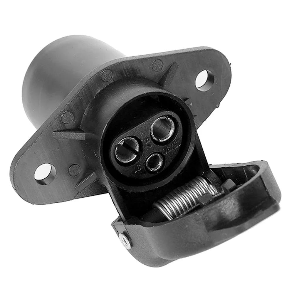 12V 3 Pin 3 Pole Trailer Socket Connectors Plug-in Interface Adapter Round Trailer Tractor Plug for Car Caravan Truck Vehicle