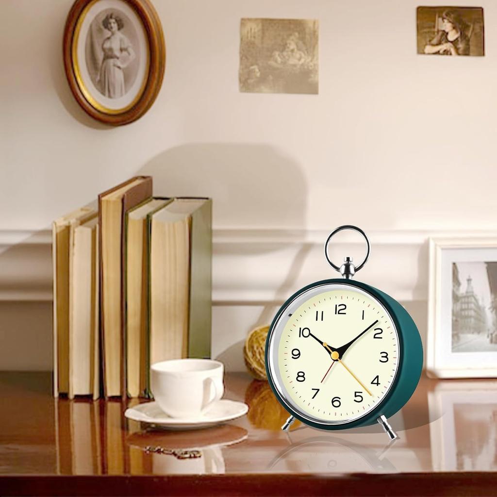 4-дюймовый ретро металлический будильник бесшумный не тикающий прикроватный ночник с функцией повтора сигнала