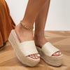 Platform Slip On Espadrille Sandals for Women Wedges Slides Bohemia Sandals Flat Form Open Toe Beach Sandals