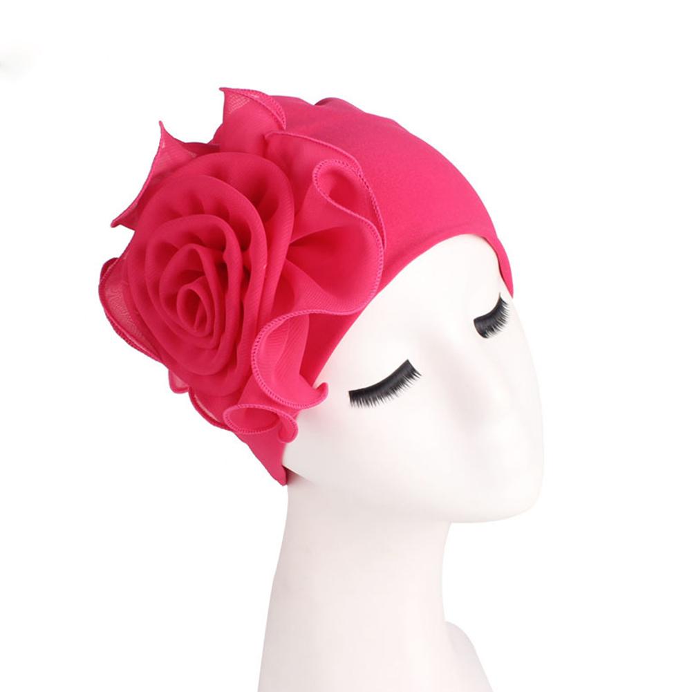Women Elegant Side Large Flower High Elastic Fashion Cap