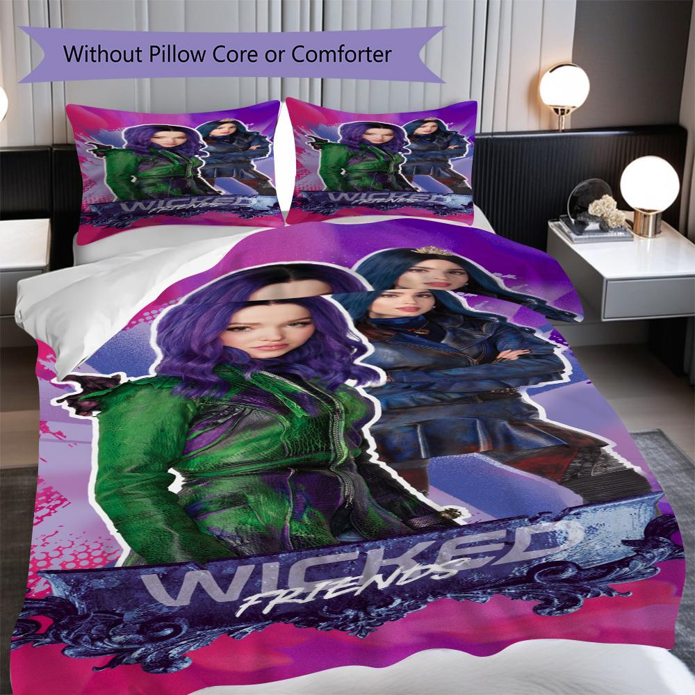 1PC Descendants pattern Bedding Quilt Set Quilt Cover Pillowcase Home Decoration Birthday Gift (1 * duvet cover + 2 * pillowcase, without core)