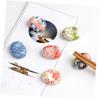 Sakura motif ceramic chopstick rest Japanese-style spoon fork tool stand glossy finish suitable banquets parties home restaurants storage chopsticks 6