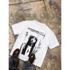 Men's Black and White Retro Women's Portrait Print Short-sleeved High-street Niche Trendy Brand Crew Neck Top Vintage T Shirt