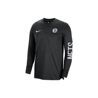 Мужской топ Brooklyn Nets Dri-FIT NBA с круглым вырезом и длинным рукавом, быстросохнущий, FB3465-010