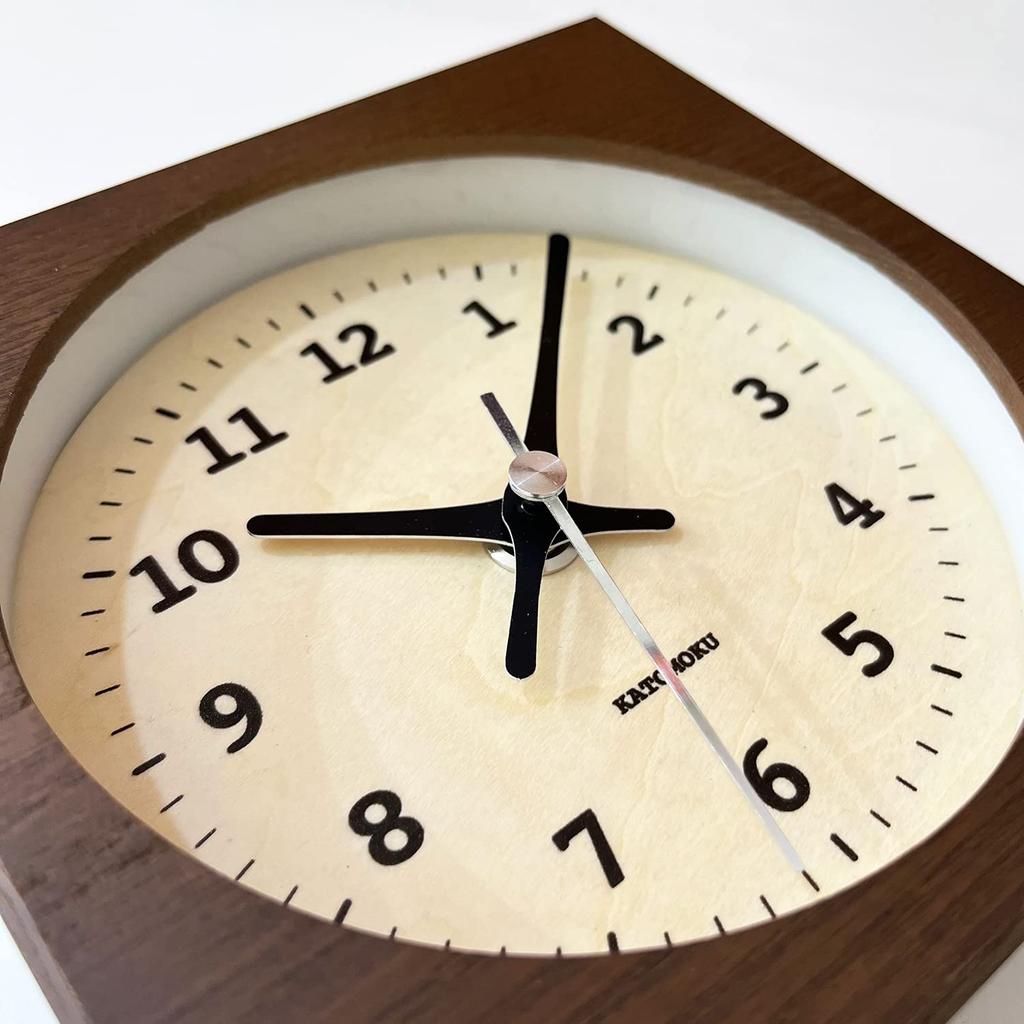 KATOMOKU Dual Use Clock 6, Brown, km-131BRRC, Wall/Tabletop Use, Radio-Controlled Clock, Continuous Second Hand, 14cm