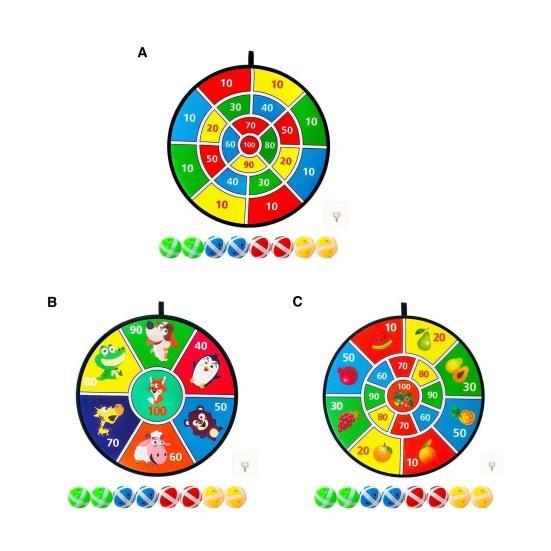 1 Set Gooey Ball Dart Board Sticky Balls Colorful Animal Print Great Stickiness Wall-mounted Kids Decompression Throwing Target Ball