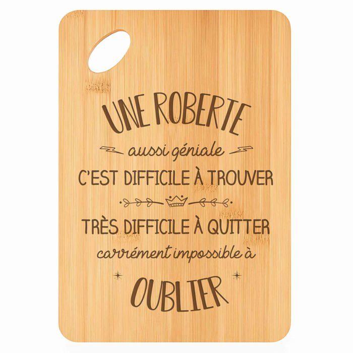 Planche à découper - PLANETEE - Une Roberte aussi géniale - Bambou - 30x20x1 cm - Trou d'accroche 24 mm