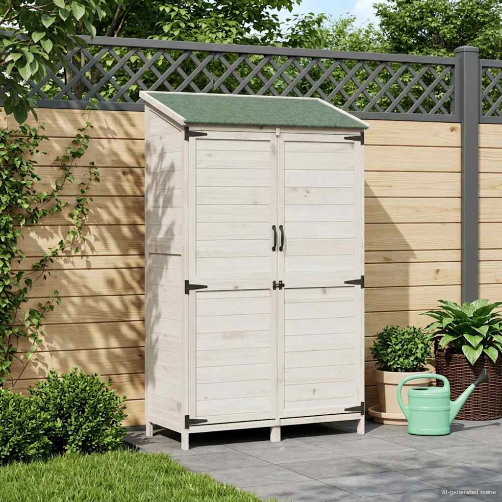 Garden Shed White 106.5 x 56 x 176 cm Solid Spruce Wood