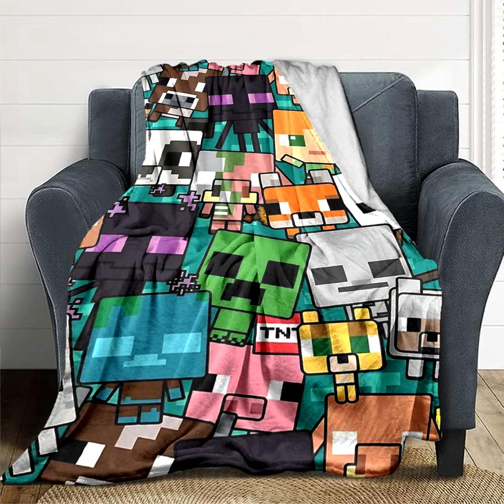 Minecraft Pixel Characters Blanket Soft Throw Blanket For Home Bedroom Bed Sofa Travel Office Solid Christmas Blanket