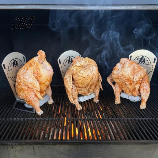 Charcoal Grill Roasting Tool Beer Can Chicken Roaster Rack, Stainless Steel BBQ Thanksgiving Turkey Rack Vertical Stand, Whole Poultry Cooking Outdoor