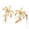 Creative Stainless Steel Firework Coconut Tree Shape Stud Earrings Stylish Unique Attractive Jewelry Water Resistant