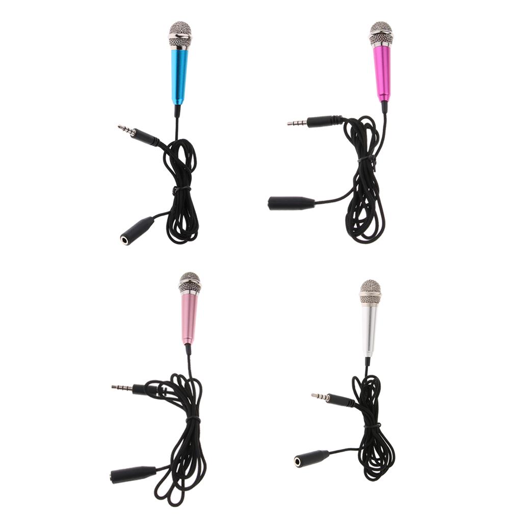 Mini 3.5mm Wired Cell Phone Microphone Stereo Mic for Chatting Singing Red