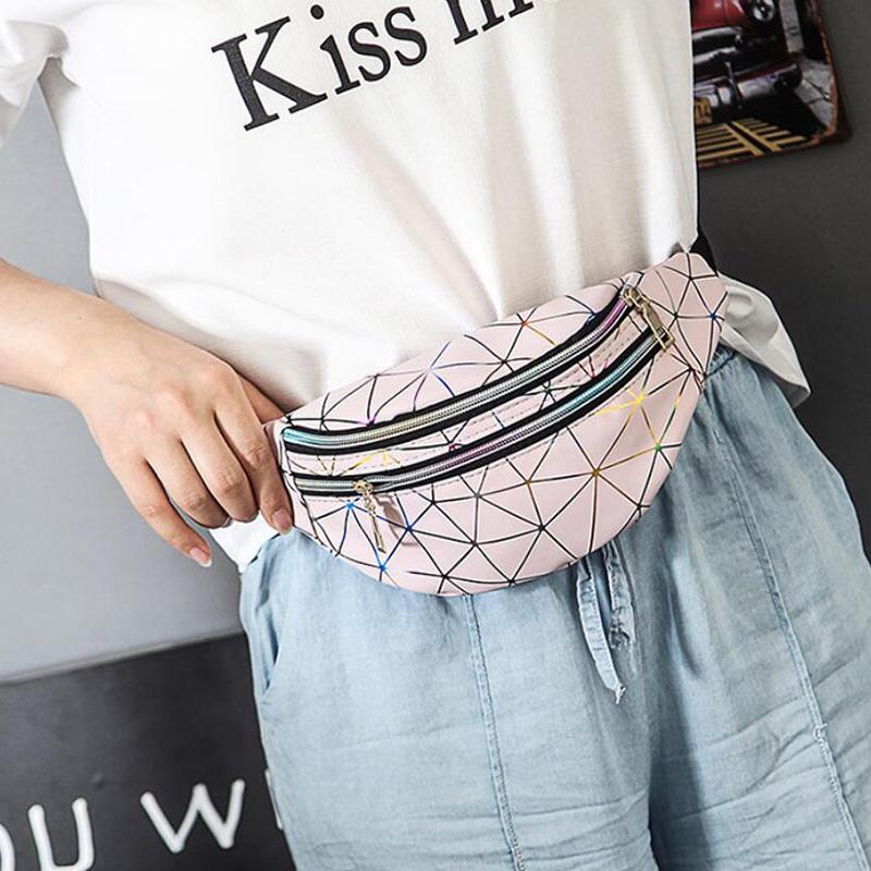 Лазерные поясные сумки женские серебристые поясные сумки мужские женские поясные сумки черные геометрические нагрудные сумки лазерный чехол для телефона унисекс CLE