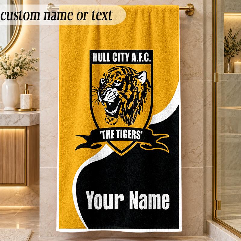 Beach TowelHull City Custom Name Text Personalized Soft Towel for Beach Pool Indoor Home Decor Gift