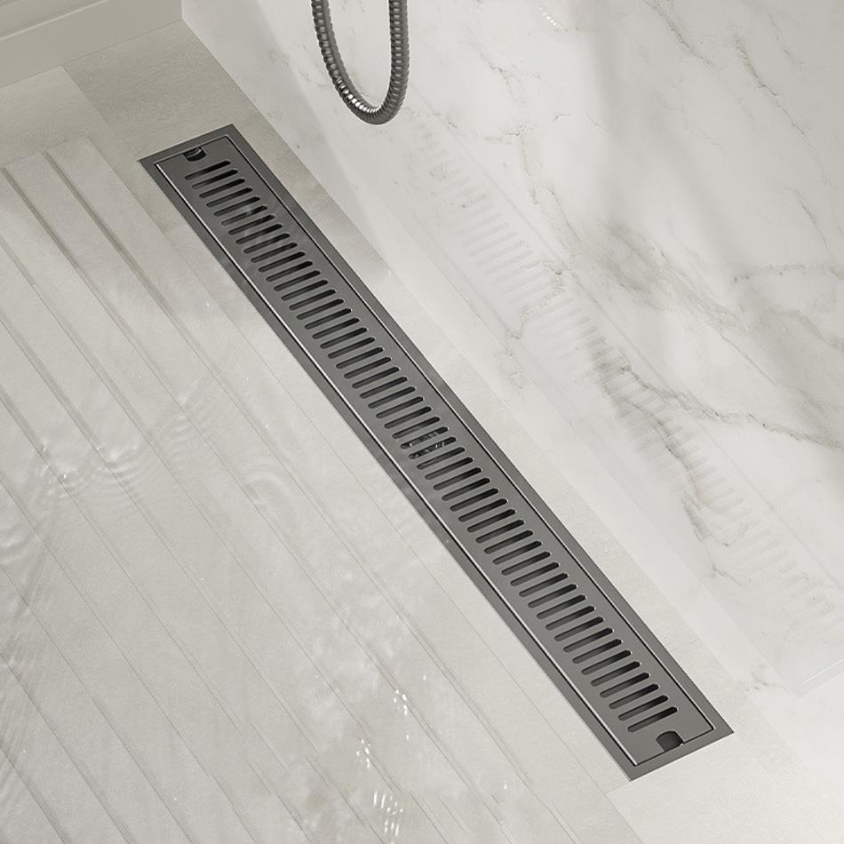 Серый слив для душа на балконе ванной комнаты 304 из нержавеющей стали с длинным линейным быстрым сливом, боковой слив 20 30 40 50 см