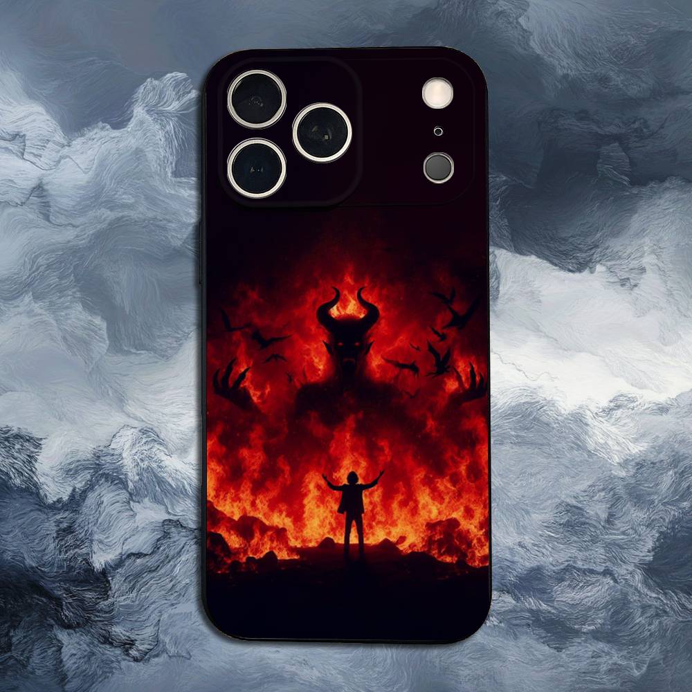 Чехол Dark Art D-Devil S-Satan для iPhone 15,17,16,12,14,13,11,Plus,Pro Max,XS,X,Mini,8,7,XR,SE,Мягкий силикон, Черный