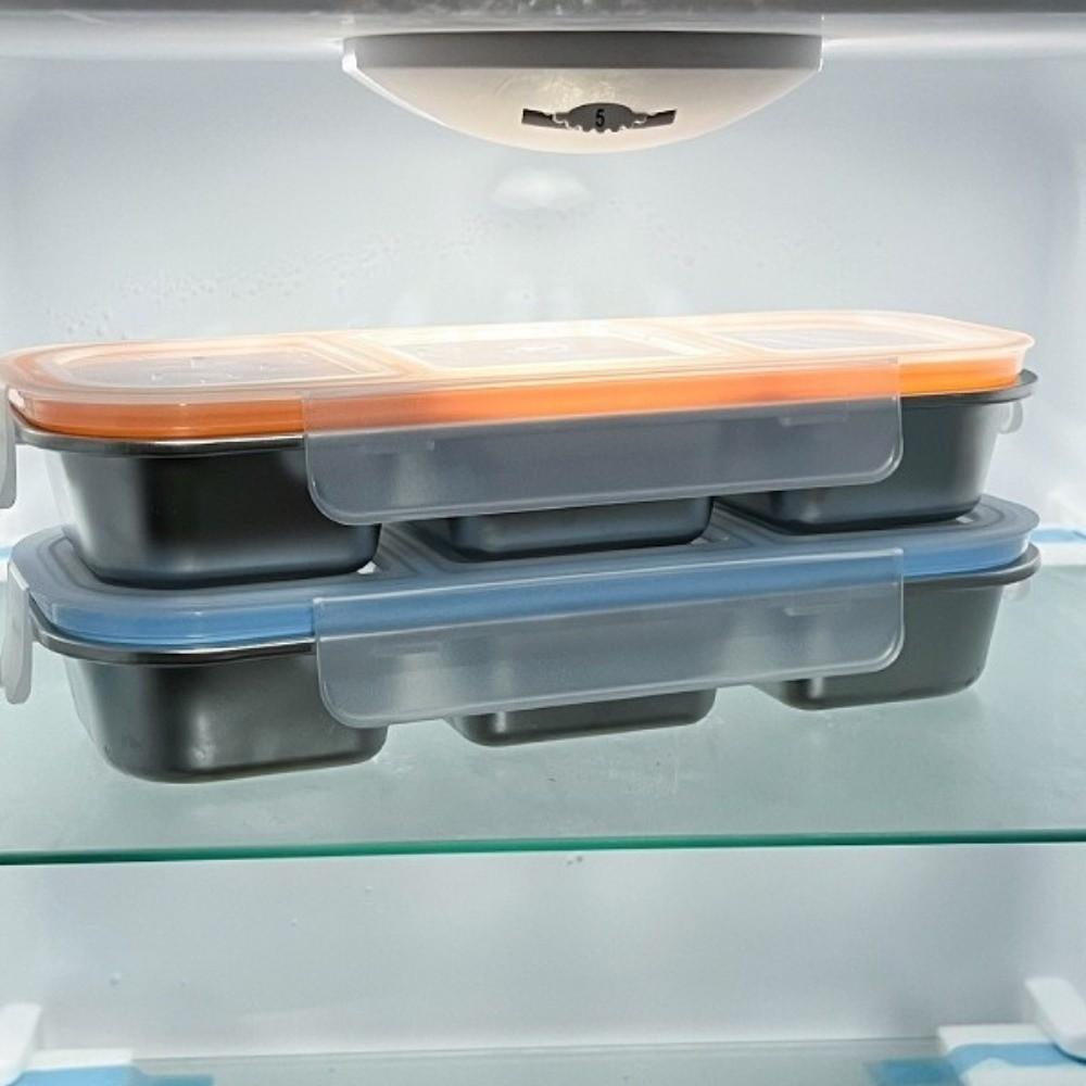 Reusable Food Storage Container Leakproof Seasoning Tray Stainless Steel Lunch Box Office