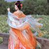 Женская рубашка Hanfu с рукавами-бабочками, комплект с юбкой до груди в стиле династии Тан, вышивка в тяжелом стиле, супер-сказочное осеннее платье-принцесса