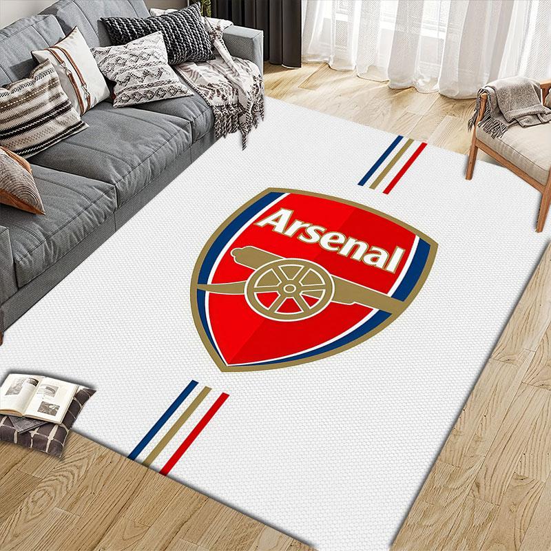 Arsenal Flannel Printed Carpet, Home Sofa Decoration for Living Room & Bedroom, Non‑Slip Play Flannel Floor Mat for Game Room