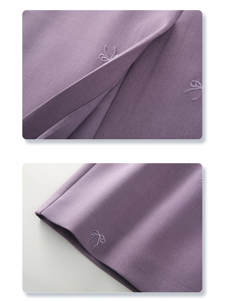 Женская фиолетовая миди-юбка бодикон с высокой талией - 2025 Облегающий прямой весенний стиль