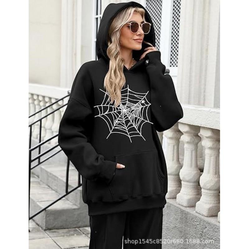 Womens Graphic Print Hoodie Streetwear Loose Fit Long Sleeve Pullover Casual Top
