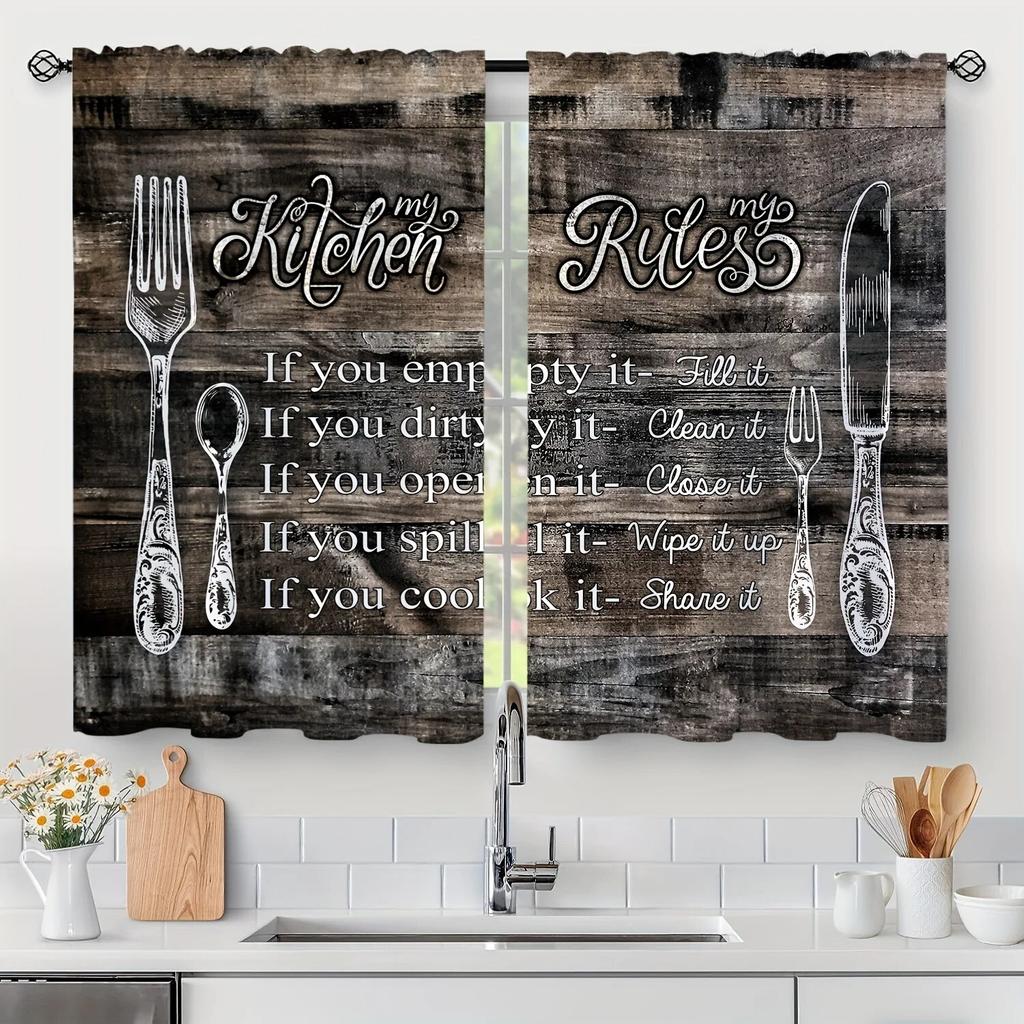 2 панели фермерский дом винтажные кухонные шторы короткие маленькие черно-белые деревенские ретро деревенские стержни карманные шторы кафе занавески